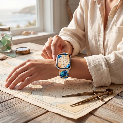 Image of Floral Band Compatible with Apple Watch Bands for Women 40mm 42mm 41mm 38mm 44mm 45mm 46mm 49mm, Cute Pattern Flower Soft Silicone Sport Strap for iWatch Series Ultra 11 10 SE 9 8 7 6 5 4 3 2