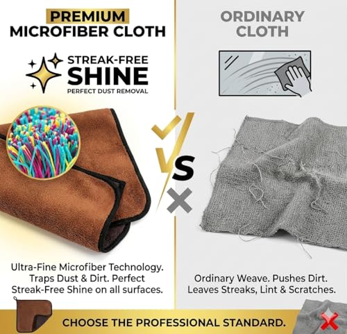 Image of NapkinKART Microfiber Cleaning Cloth for Car, Bike & Home | Ultra Soft, Dual-Sided Brown & Grey Towel | Lint-Free, Scratch-Free | Reusable Duster for Glass, Dashboard, Kitchen 40 X 30 CM