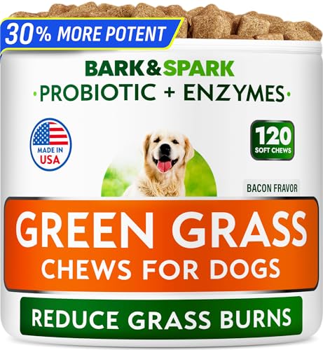 BARK&SPARK Green Grass Dog Chews – Dog Pee Grass & Urine Neutralizer for Lawn, Grass Burn Spot...