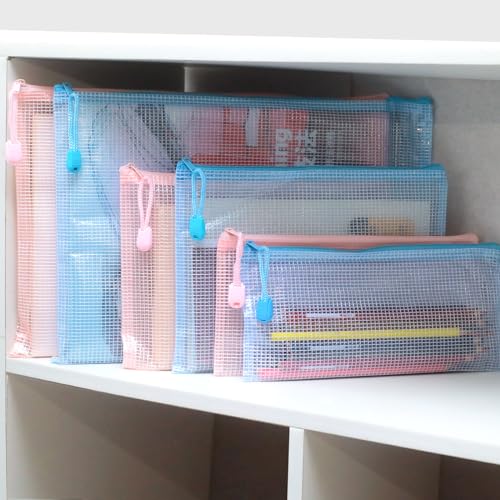 Mutsitaz 15 Stück Dokumententasche mit Reißverschluss A4+A5+A6,Umschläge mir Verschluss, Wasserdichter Dokumentenbeutel für Dokumente, Quittung, Papier, Schule, Prüfungsblatt, Kosmetik, Reise,5 Farben