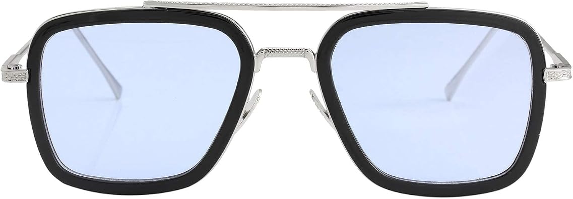 Kursan Polarized Tony Stark Sunglasses Men Women Iron Man and Spider Man | Vintage Square Metal Frame, UV400 Protection, Costume Eyewear