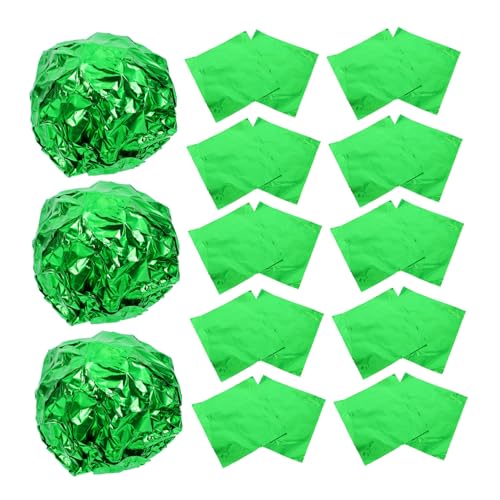 TIDTALEO 100pcs Aluminum Foil Green Glossy Surface Candy Wrapper Packing Foil for Home Bakery Wedding