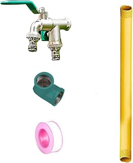 Columna de Agua para Exterior de Acero Inoxidable 304 con Grifo - Grifo Vertical para jardín de 60 cm, Fuente de Agua Duradera, Montaje en Suelo, Color Amarillo, Ideal para paisajismo y rieg