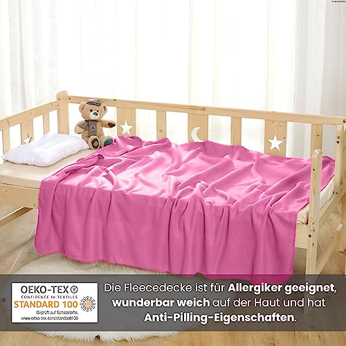 wometo Polar Fleecedecke oekoTex 130x160 ca. 400g mit Anti-Pilling und Kettelrand rosa