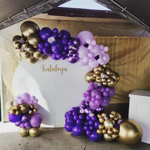 Image of Purple Balloon Arch Kit, ADOINBY 153Pcs Different Sizes inch Lavender Metallic Purple and Gold Balloons and Confetti Party Balloon Garland Kit for Women Birthday Baby Shower Wedding Party Decorations