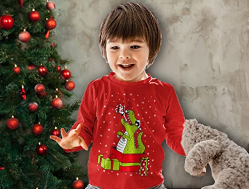 Tstars T Rex Dinosaur Ugly Xmas Sweater Toddler Kids Long Sleeve T-Shirt3