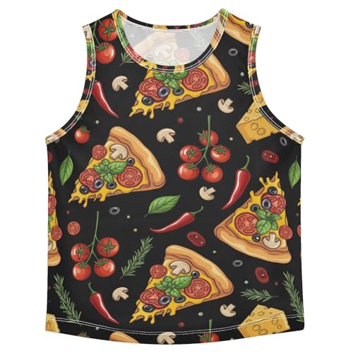 J JOYSAY Pizza Tomato Chili Boys Tank Top Sleeveless Muscle Shirts Quick Dry Sport Active Workout Kids T-Shirts 3-15T