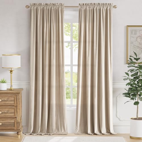 jinchan Velvet Curtains for Bedroom 96 Inches Long Thermal Insulated