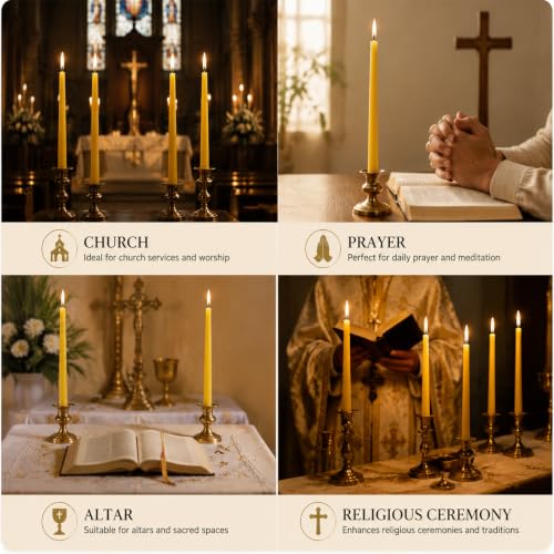Image of Beeswax Taper Candles,Non-Toxic Bees Wax Candle Sticks for Home,8in,6 Pack