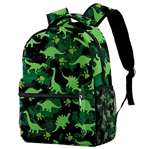 Sac à dos voyage dinosaure vert enfant avec poche filet porte-gourde latérale