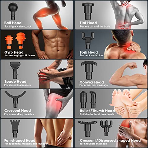 Mloertoy Sonic Percussion Massage Gun-Powerful Upgraded Brushless Motor Deep Tissue Muscle Massager Gun Attached 13 Massage Heads, Athlete's Handheld Back Massager Pain Relief (Black) #TOP2