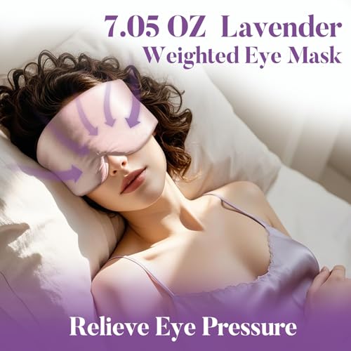 Okaydot Purple Lavender Eye Mask, Weighted Sleep Mask for Dry Eyes, Microwave Heated Therapy, Adjustable Satin Eye Pillow - Image 3