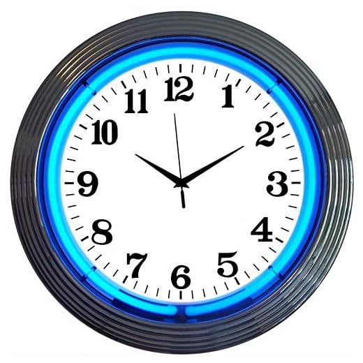 Chrome Blue Standard Neon Clock