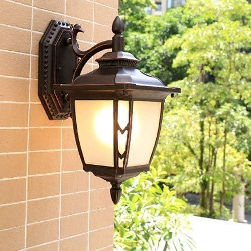 HNXNR HNXNR elegant Vintage smeedmuur lamp buiten waterdichte aluminium muur armatuur muur mount sconce retro Europese buitenwand licht Edison E27 decoratieve binnenmuur licht met glazen schaduw verlichting