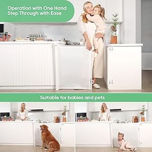 Retractable Baby Gate, Mesh Baby and Pet Gate 33" Tall, Extends up to 55" Wide, Child Safety Baby Gates for Stairs Doorways Hallways, Dog Gate Cat Gate for Indoor and Outdoor (White)