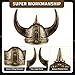 Farochy Viking Helmet with Horns for Adult, Medieval Viking Costume Viking Accessories Plastic Viking Hat for Halloween Cosplay (Bronze)