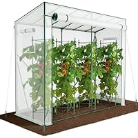 VOUNOT Gewächshaus Foliengewächshaus 200x77x170 cm, Schrägdach Tomatengewächshaus mit 2 Sichtfenster, Stabil Tomatenhaus für Gemüse, Blumen & Obst, Verstärkte PE-Folie 135g/m², Weiß