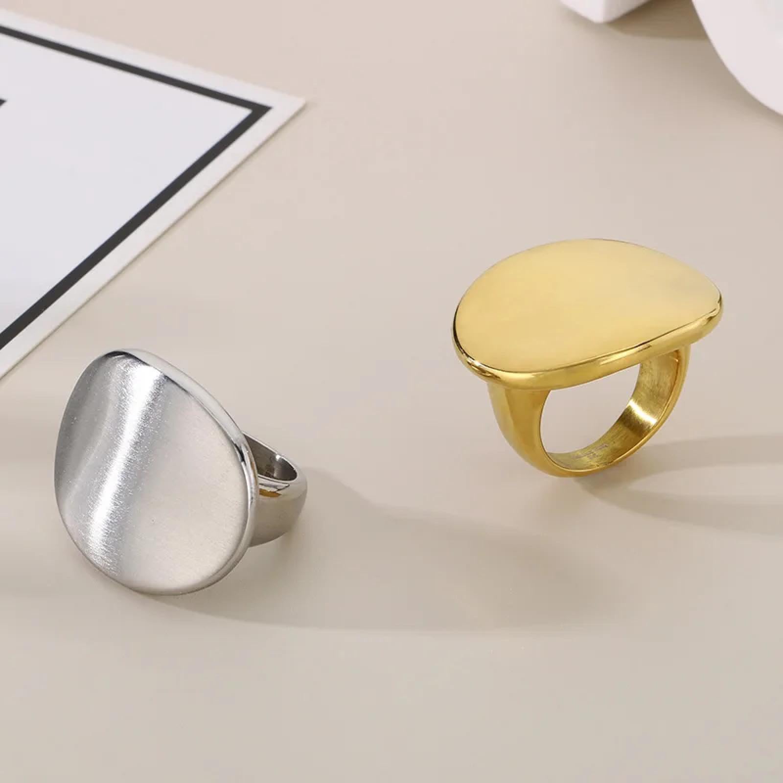 Ring Ringe Damen Bijouterie Herren Große Ringe Damen Herren Gold Silber Schwarz Farbe Einfache Breite Gesicht Klobige Ringe Trendiger Schmuck