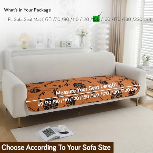 Image of HOKIPO 'Elira Series' Water Repellent + Waterproof Quilted Sofa Mats | Make Your Own Sofa Cover Set | Length 150cm - Copper Brown Floral (AR-5246-C8)
