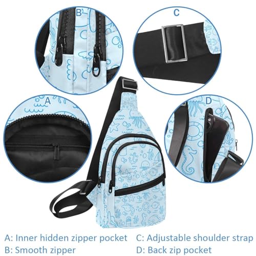 Bolsa de pecho para hombre y mujer compacta estilo Ocean Animals 4