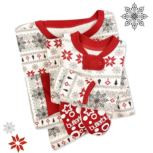 Image of Butterblu Family Jammies Matching Holiday Christmas Pajama Sets | GOTS Certified Organic Cotton for Baby, Toddler, Kids, Adults, and Pets, with Pockets, Perfect for Family Photos