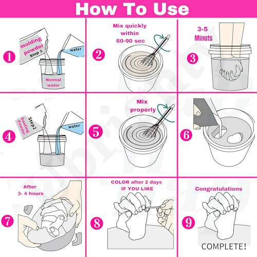 Ubrighty Hand Casting Kit - Couple Casting kit, Husband, Parents, Spacial Anniversary, Birthday Gift, 3D Moulding Powder for Hand, Foot, Molding Clay, Hand Mould Kit for Couple (Standard Couple KIT) (Image - 6)
