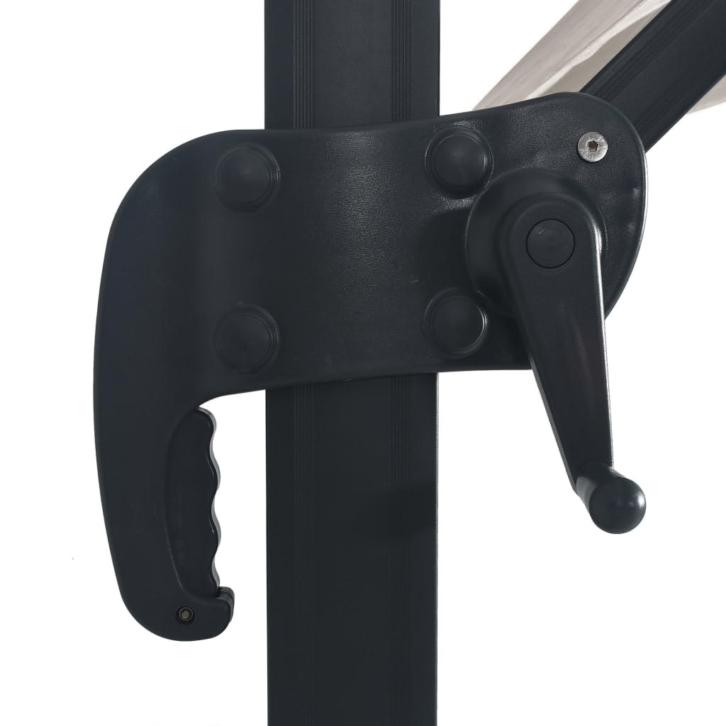 Homgoday Sombrilla voladiza Luces LED y Poste Aluminio Arena 4x3 m Sombrilla de Jardín,Protección UV Sombrilla Jardín Grande Orientable Jardín Parasol Balcón