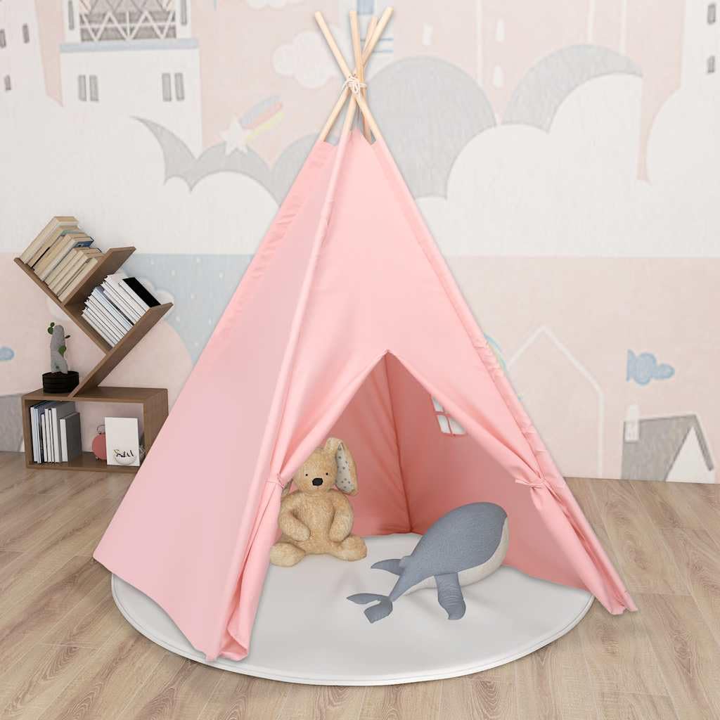 Mangloder Kinder Tipi-Zelt mit Tragetasche Pfirsichhaut Rosa 120x120x150 cm für Indoor und Outdoor Spielhaus, Versteck, Kletter- und Krabbeltunnel, geeignet für Garten, Kinderzimmer, Geburtstag