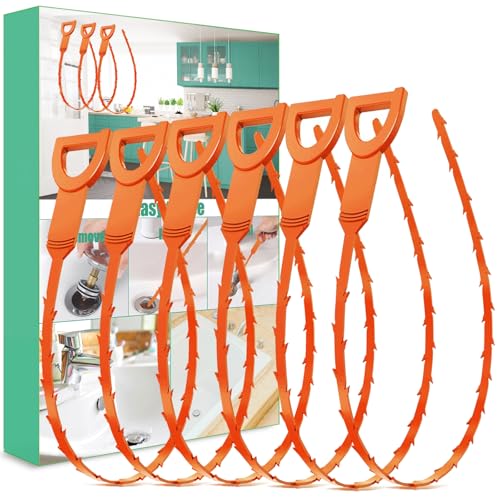 Drain Snake Hair Clog Remover, Sink & Shower, 4 Pack, Orange view 7