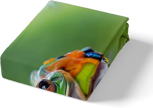 Miniatura 4 de Erosebridal Juego de funda de edredón de rana, tamaño Queen, juego de ropa de cama de rana de árbol, familia, funda de edredón con estampado de rana