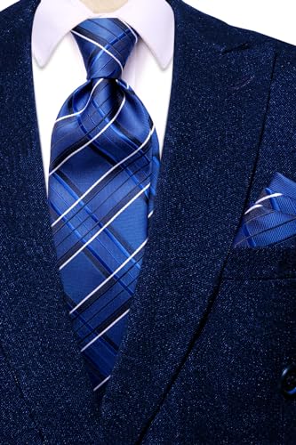 Image of Hi-Tie Mens Paisley Floral Striped Ties Set Silk Necktie and Lapel Pin for Men Pocket Square Cufflinks Set Business Wedding