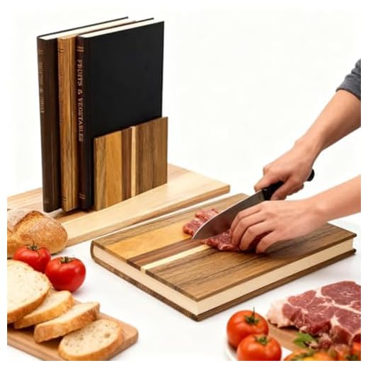 Cutting Board That Looks like Books, Set of 3 Solid Wood Book Shaped Cutting Board Library with Wooden Stand, Wood Decorative Cutting Boards for Kitchen,Library Style Boards for Kitchen Gift (1PC)