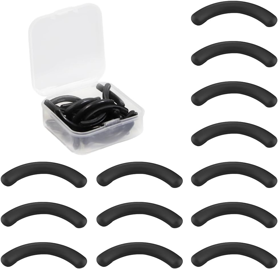 30-Pack Universal Eyelash Curler Refills, Black Silicone Replacement Pads with Storage Box, Fits Most Eyelash Curlers, Long-Lasting & Gentle on Lashes