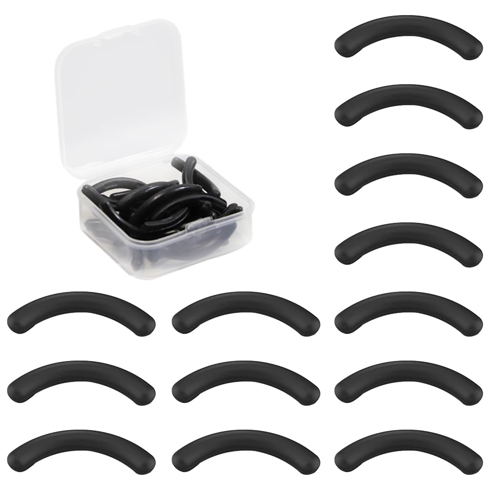 30-Pack Universal Eyelash Curler Refills, Black Silicone Replacement Pads with Storage Box, Fits Most Eyelash Curlers, Long-Lasting & Gentle on Lashes