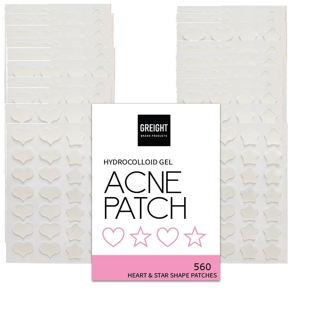 Hydrocolloid Acne Pimple Patch Heart and Star Shape 560 Patches - Acne Treatment For Breakout Conceals Acne Reduces
