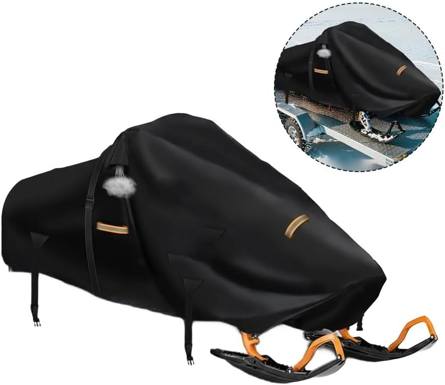 Snowmobile Cover Designed for 130 Inch Sleds with Airflow Technology and Reflective Safety Strips for Night Visibility