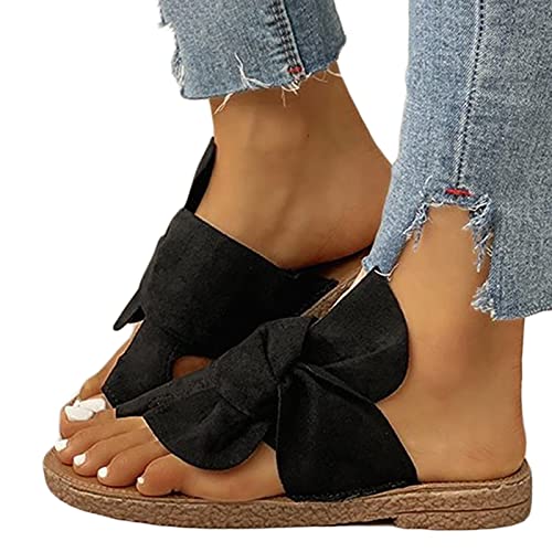 Koyike Fußkorrektur Flip Flops Damen,Offene Zehe Blumen Ballen Schienen Bunion Splints Zehentrenner Für Große Zehen Hallux Valgus,Bequeme Flach Reise Schuhe (Color : Black, Size : 39 EU) Cover