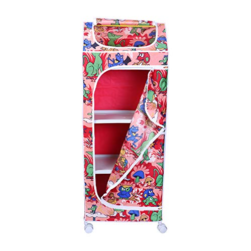Image of Little One's | 4 Plastic Shelves Baby Foldable Wardrobe (Made in India), Unbreakable Material, (Plastic Structure)| Jungle Red | HP4 /AR