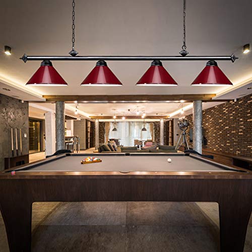 Wellmet Pool Table Light, 4 Light Billiard Light for Over Pool Table Hanging Ceiling Light Fixture with Lamp Shade, 70Inch Pool Table Light Fixture for 7' 8' Pool Table, Game Room, Man Cave