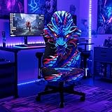SparkLia Blacklight Gaming Chair Cover – UV Reactive Neon Dragon Esports Chair Slipcover, Glow in The Dark Fantasy Dragon Chair Protector, Stretchable & Washable for Gaming & Office Chairs