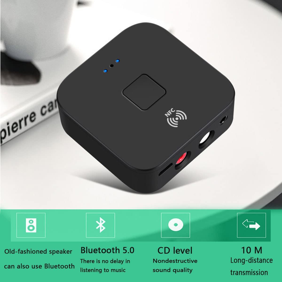 Bluetooth 5.0 Audio Receiver, 3.5mm AUX RCA Wireless Bluetooth Audio Adapter for Home Stereo Car Stereo System Music Streaming System, NFC Speaker Audio