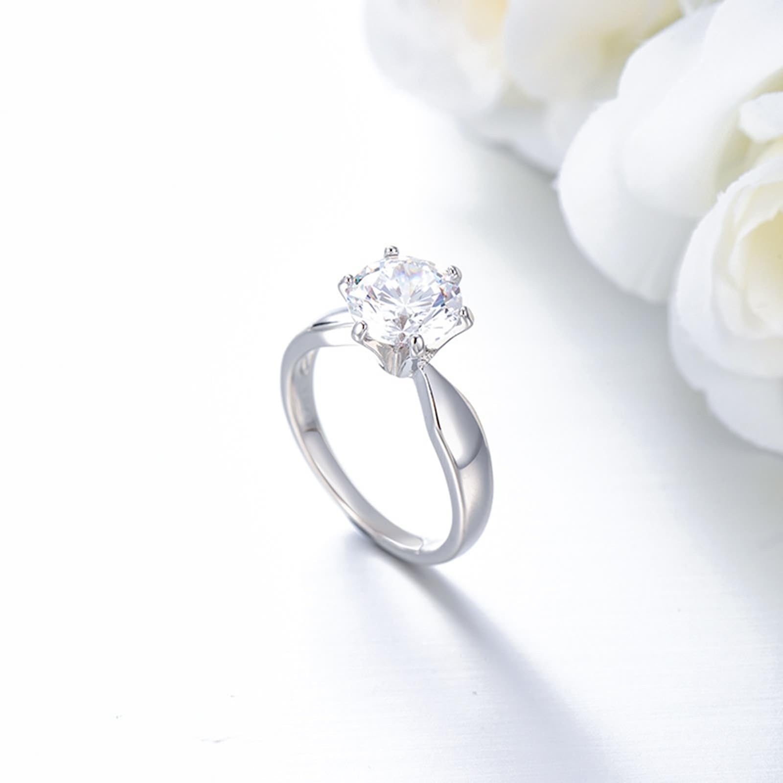 Anillo de solicitud de 9 K/14K/18K oro/oro blanco/PT950 auténtico con moissanita solitaria