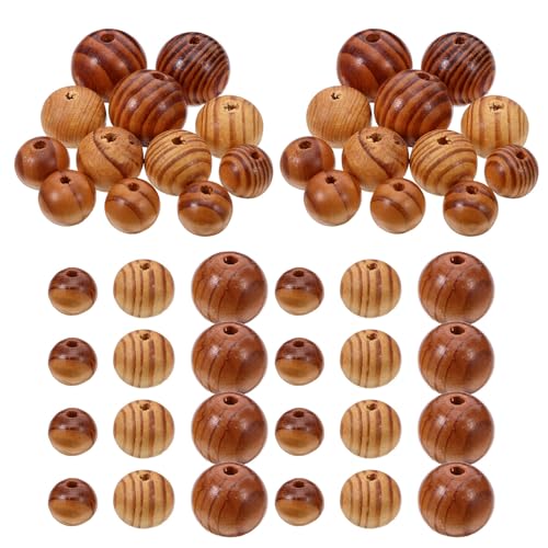 TEHAUX 60 Piezas Cuentas de Madera Natural Redondas Grandes con Agujero Espaciadoras para Bisutería DIY Manualidades y Decoración para Collares y Pulseras