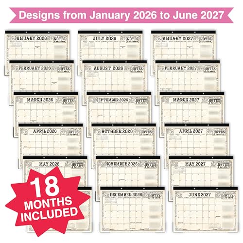 Image of Hadley Designs Large Teacher Desk Calendar 2026-2027 - Desktop Calendar 2026, 18-Month Academic Desk Calendars for School, Home & Office, Cute Classroom Must Haves, Back to School Teacher Gifts
