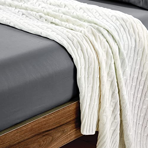 FreshCulture King Fitted Sheets, Bulk Pack of 6, Deep Pocket, Soft Microfiber Bottom Sheets for Home, Salons, Hotels, King Size Fitted Sheets Only (Dark Grey)