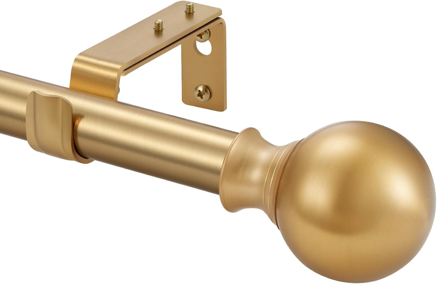 Window Curtain Rods 72 to 144 Inches, 1 Inch Diameter Adjustable Drapery Rod, Decorative Heavy Duty Curtains Rod with Fancy Round Finials for Living Room, Bedroom, Patio, Brushed Gold Brushed Gold 72"-144"