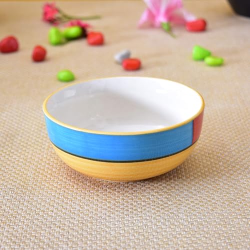 Image of Ceramic Mixing Bowl Set - 4 Pieces (1500ml, 800ml, 600ml, 400ml), Yellow - Durable, Microwave & Dishwasher Safe - Ideal for Mixing, Serving & Storage