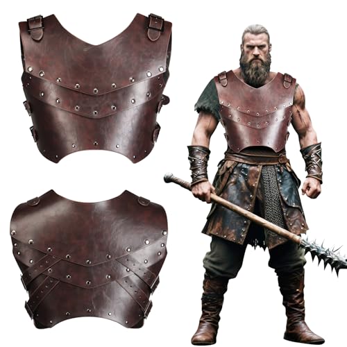 JBKN Viking Leather Chest Armor Men Medieval Renaissance Retro Knight Warrior Body Vest for Cosplay Halloween Costume