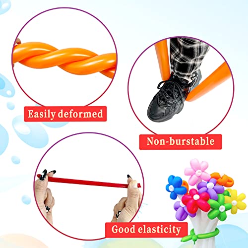 Image of Long Balloons Animals, Thickening 260 Balloons for Tying Balloon Arch, Twisting Latex Magic Modeling Skinny Birthday for Kid's Party Wedding Decoartion 100pcs (Color)
