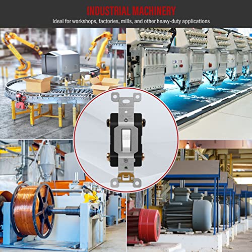 Enerlites 20 Amp Double-Pole Toggle Light Switch, 20A 120/277V, Self-Grounding, Industrial Grade, Ul Listed, 82200-W, White #TOP1